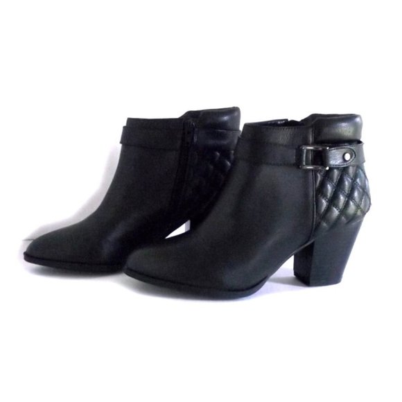 Alfani Black Quilted Leather Ankle Boots Booties Sz 9 1/2 - Picture 4 of 8